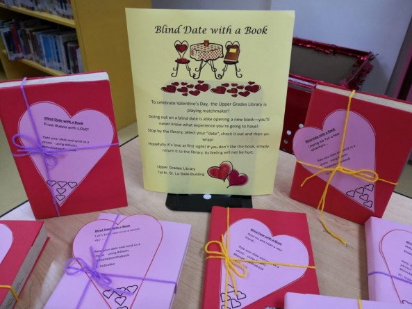 Blind Date with a Book-The Upper Grades LRC wrapped up some great books that we think you’ll enjoy to Read and Borrow on Valentine’s Day!!!!!!