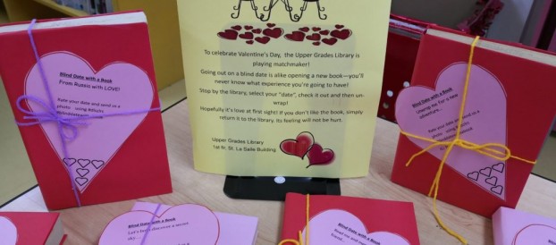 Blind Date with a Book-The Upper Grades LRC wrapped up some great books that we think you’ll enjoy to Read and Borrow on Valentine’s Day!!!!!!